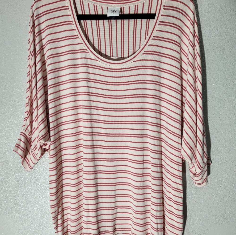 CAbi Pink Striped Dolman Sleeve Top